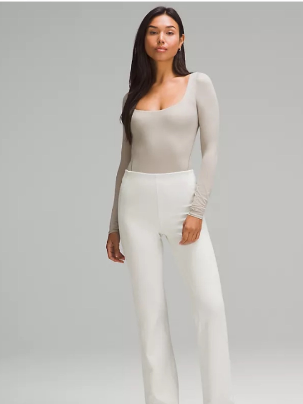 lululemon athletica Long Sleeve Scoop Neck Bodysuit in Taupe